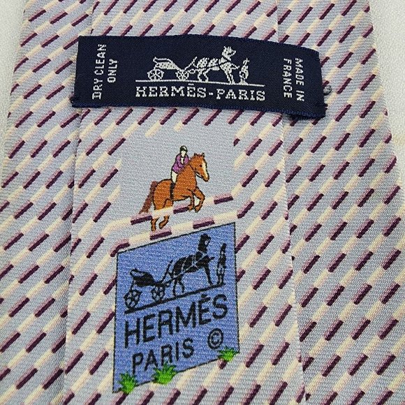 Hermes Geometric Lines Silk Necktie 3.25" - Picture 1 of 5